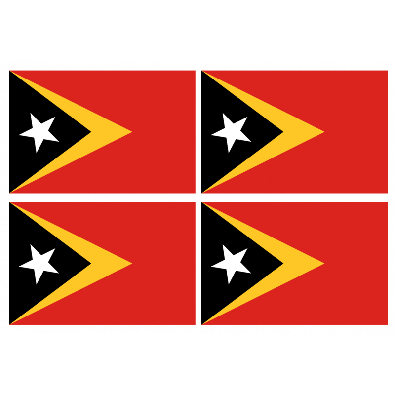 Drapeau Timor Oriental (4 stickers - 9.5 x 6.3 cm) - Autocollant(sticker)