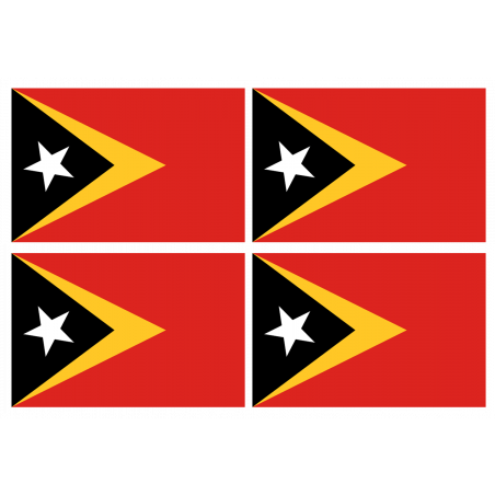 Drapeau Timor Oriental (4 stickers - 9.5 x 6.3 cm) - Autocollant(sticker)