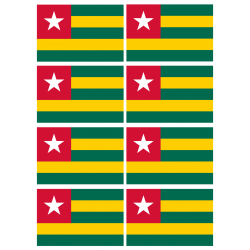 Drapeau Togo (8 stickers - 9.5 x 6.3 cm) - Autocollant(sticker)