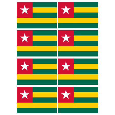 Drapeau Togo (8 stickers - 9.5 x 6.3 cm) - Sticker/autocollant