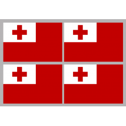 Drapeau Tonga (4 stickers - 9.5 x 6.3 cm) - Autocollant(sticker)
