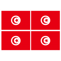 Drapeau Tunisie (4 stickers - 9.5 x 6.3 cm) - Autocollant(sticker)