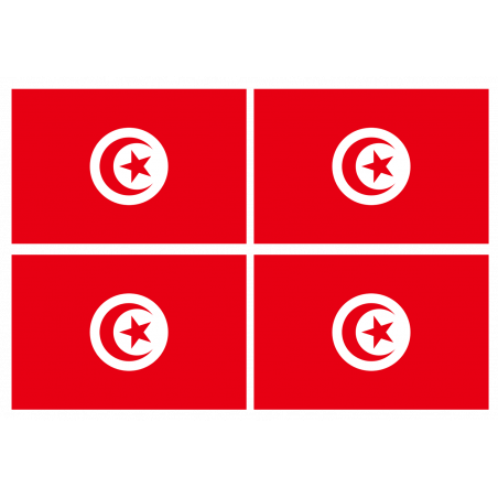 Drapeau Tunisie (4 stickers - 9.5 x 6.3 cm) - Autocollant(sticker)