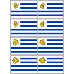 Drapeau Uruguay (8 stickers - 9.5 x 6.3 cm) - Autocollant(sticker)