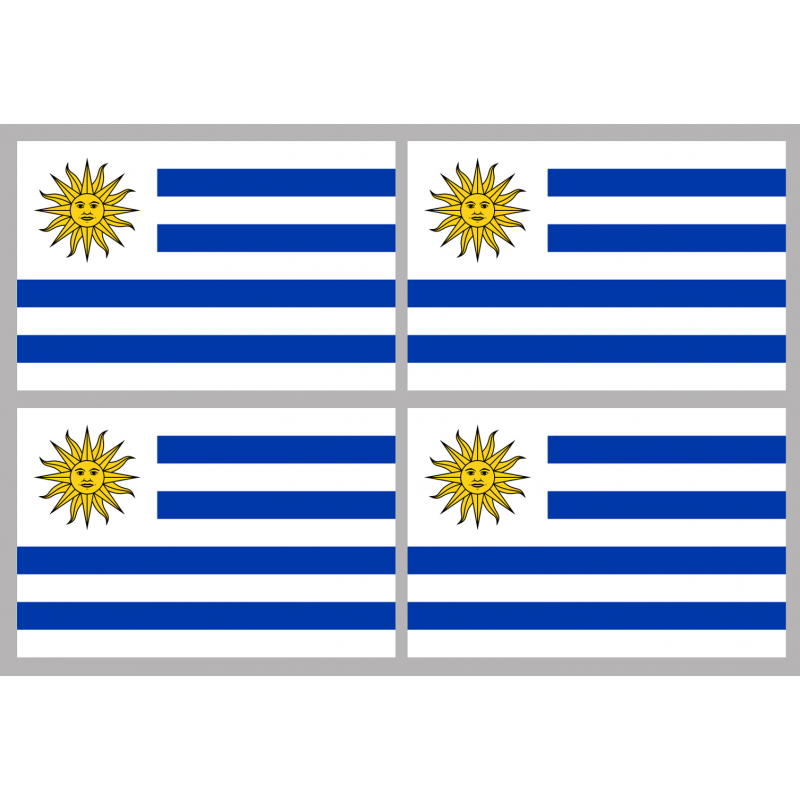 Drapeau Uruguay (4 stickers - 9.5 x 6.3 cm) - Autocollant(sticker)