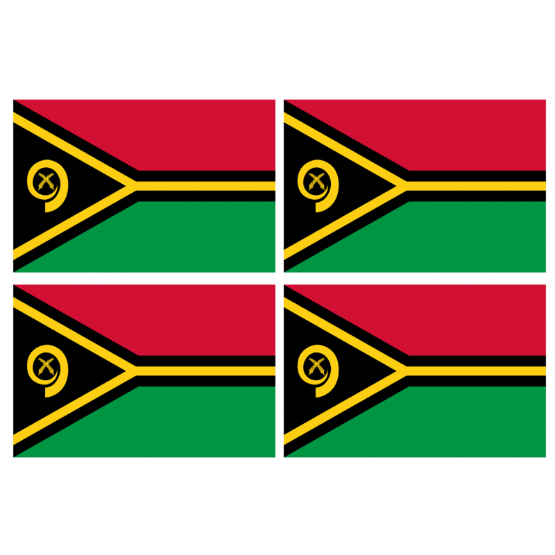 Drapeau Vanuatu (4 stickers - 9.5 x 6.3 cm) - Autocollant(sticker)