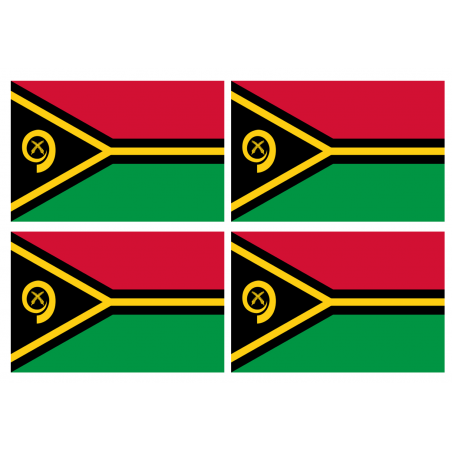 Drapeau Vanuatu (4 stickers - 9.5 x 6.3 cm) - Autocollant(sticker)