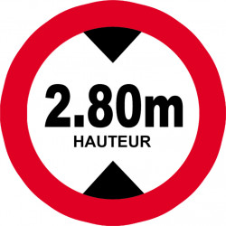 hauteur de passage maximum 2.80m - 15cm - Autocollant(sticker)