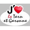 j'aime le Tarn-et-Garonne (15x11cm) - Autocollant(sticker)