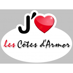 j'aime les Côtes-d'Armor (5x3.7cm) - Autocollant(sticker)