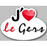 j'aime le Gers (5x3.7cm) - Autocollant(sticker)