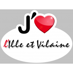 j'aime l'Ille-et-Vilaine (5x3.7cm) - Autocollant(sticker)