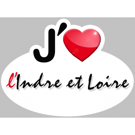 j'aime l'Indre-et-Loire (5x3.7cm) - Autocollant(sticker)