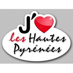 j'aime les Hautes-Pyrénées (5x3.7cm) - Autocollant(sticker)