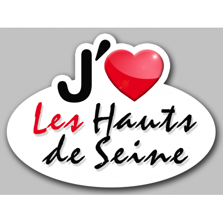 j'aime Les Hauts de Seine (5x3.7cm) - Autocollant(sticker)