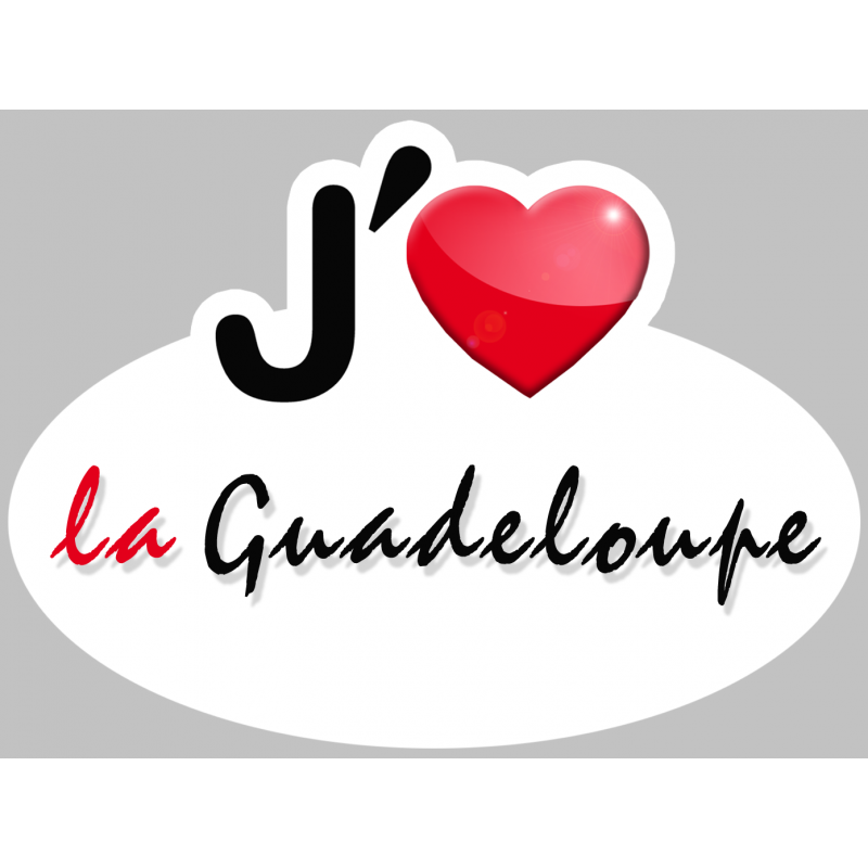 j'aime la Guadeloupe (5x3.7cm) - Autocollant(sticker)