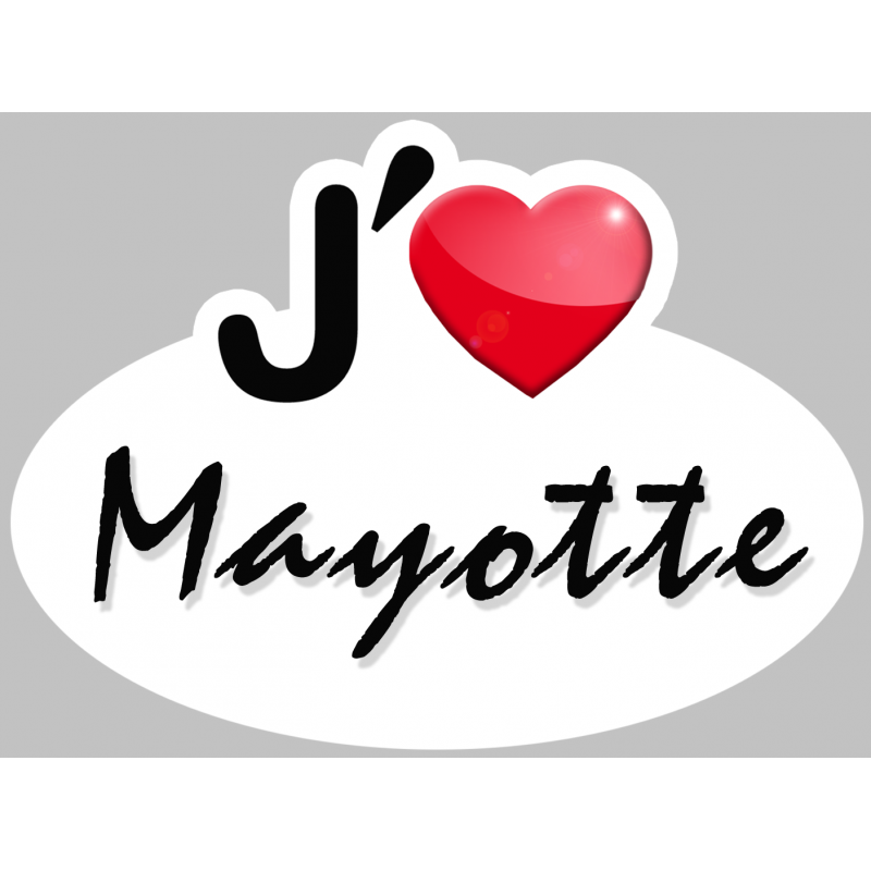 j'aime Mayotte (5x3.7cm) - Autocollant(sticker)