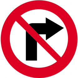 Interdit de tourner à droite (20x20cm) - Autocollant(sticker)