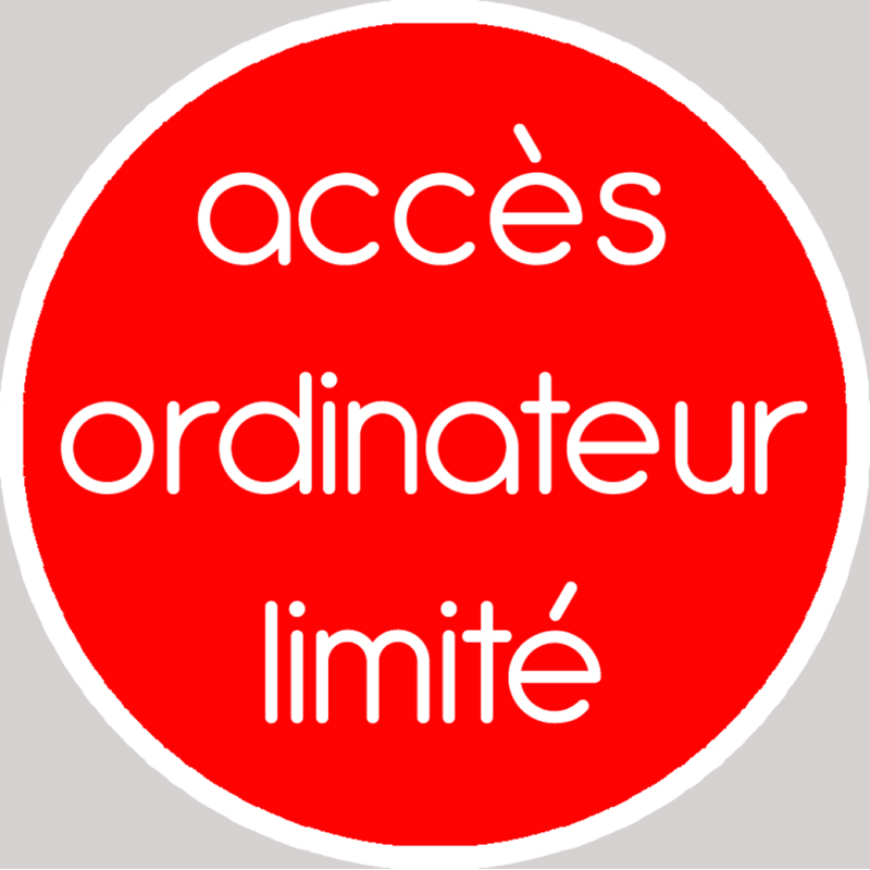 Accès ordinateur limité (10x10cm) - Sticker/autocollant