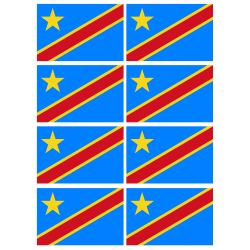 Drapeau République démocratique du Congo (8 stickers de 9.5x6.3cm) - Autocollant(sticker)