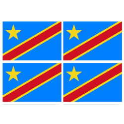 Drapeau République démocratique du Congo (4 stickers de 9.5x6.3cm) -