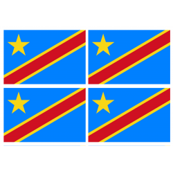 Drapeau République démocratique du Congo (4 stickers de 9.5x6.3cm) - Autocollant(sticker)