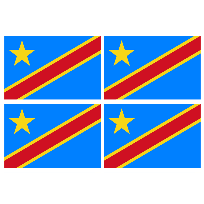 Drapeau République démocratique du Congo (4 stickers de 9.5x6.3cm) -