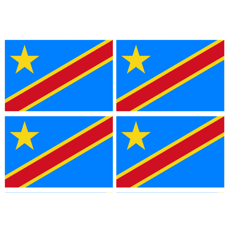 Drapeau République démocratique du Congo (4 stickers de 9.5x6.3cm) - Autocollant(sticker)