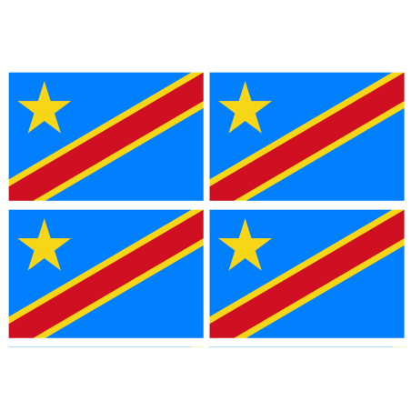 Drapeau République démocratique du Congo (4 stickers de 9.5x6.3cm) -