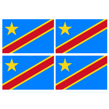Drapeau République démocratique du Congo (4 stickers de 9.5x6.3cm) - Autocollant(sticker)