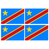 Drapeau République démocratique du Congo (4 stickers de 9.5x6.3cm) -