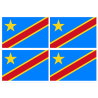 Drapeau République démocratique du Congo (4 stickers de 9.5x6.3cm) - Autocollant(sticker)