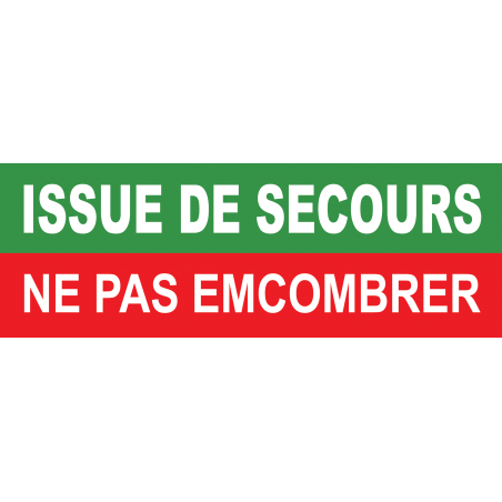 Issue de secours ne pas encombrer (29x10cm) - Autocollant(sticker)