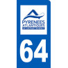 Autocollant (sticker): immatriculation motard 64 des Pyrénées Atlantiques
