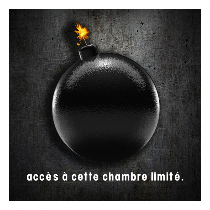 Accès chambre limité - BOMBE (20x20cm) - Autocollant(sticker)