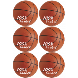 Ballons Basket-Ball (6stickers de 9cm) - Autocollant(sticker)