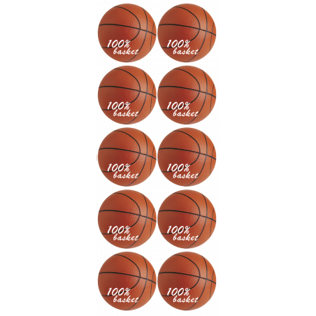 Ballons Basket-Ball (10stickers de 5cm) - Autocollant(sticker)
