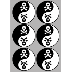 YIN YANG tête de mort (6 fois 10cm) - Autocollant(sticker)