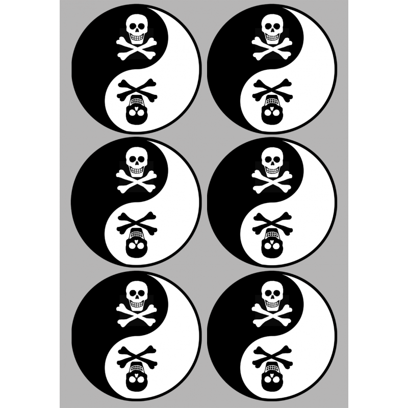 YIN YANG tête de mort (6 fois 10cm) - Autocollant(sticker)