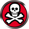 tête de mort fond rouge (15x15cm) - Autocollant(sticker)
