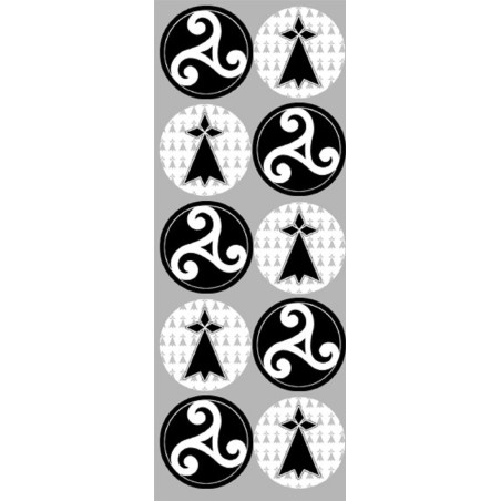 Triskèle et drapeau breton (10 fois 5cm) - Sticker/autocollant