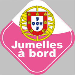 bébé à bord jumelles Portugaise - 15x15cm - Autocollant(sticker)