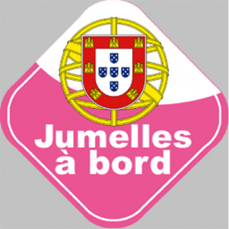 bébé à bord jumelles Portugaise - 15x15cm - Autocollant(sticker)