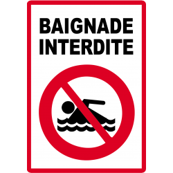 baignade interdite balise (29x15cm) - Autocollant(sticker)