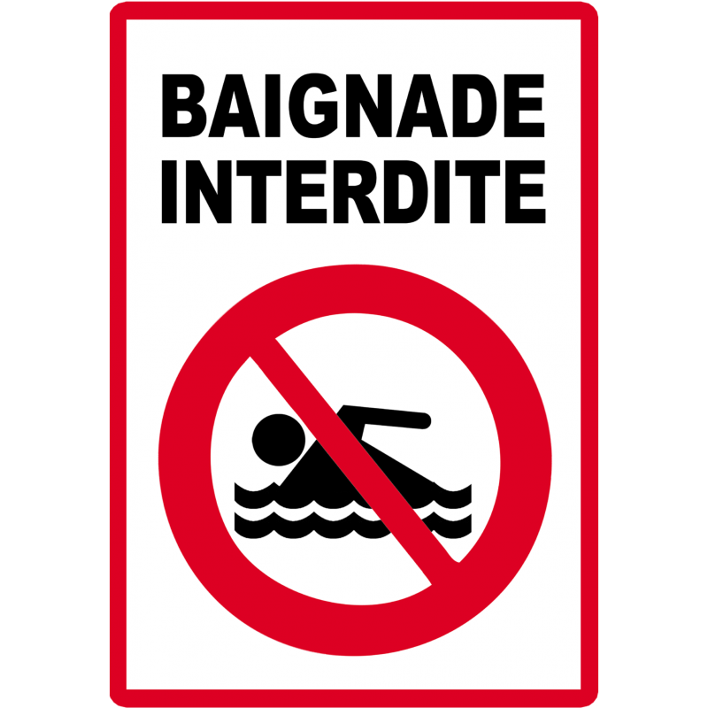 baignade interdite balise (15x7.5cm) - Autocollant(sticker)