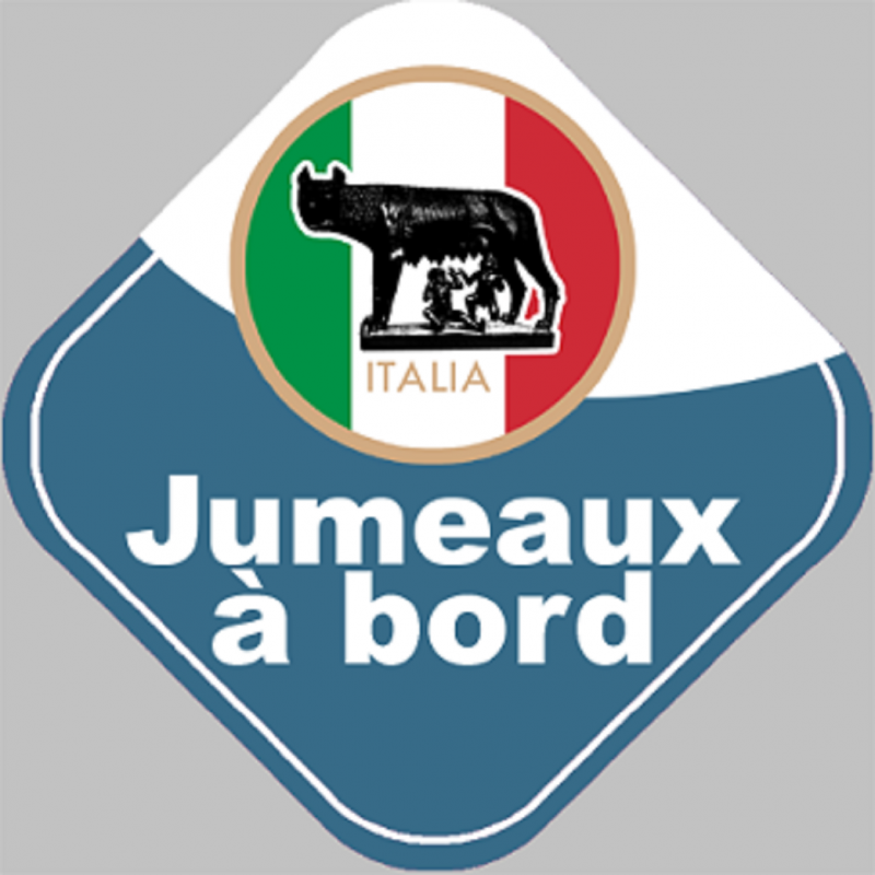 bébé à bord jumeaux d'origine Italienne - 15x15cm - Autocollant(sticker)