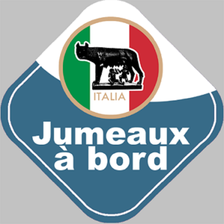 bébé à bord jumeaux d'origine Italienne - 15x15cm - Sticker/autocol