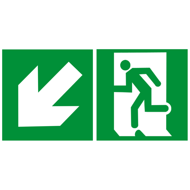 sortie de secours gauche bas (2fois 5x5cm) - sticker/autocollant