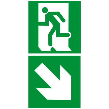 sortie de secours gauche bas (2fois 15x15cm) - sticker/autocollant