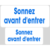 Série sonnez avant d'entrer blanc (9x4cm et 7x3cm) -Sticker / autocol